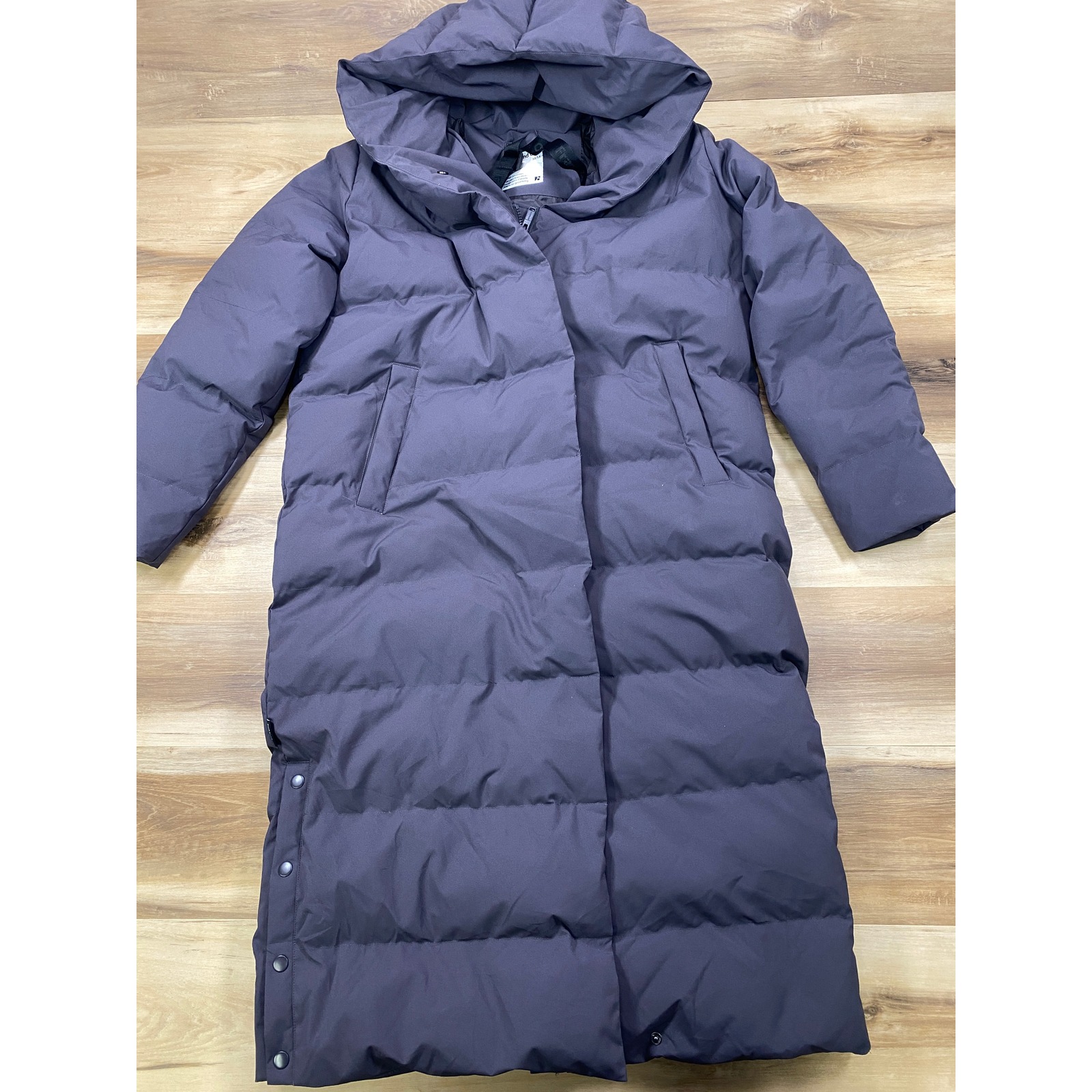 Frank And Oak Puffer Coat Mens M Minimalist Primaloft Recycled Long Parka Gray